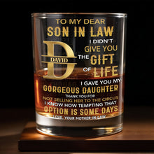 Load image into Gallery viewer, Personalized Custom Whiskey Glass Monogram Gift for Son-In-Law