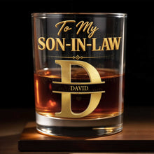 Load image into Gallery viewer, Personalized Custom Whiskey Glass Monogram Gift for Son-In-Law