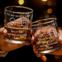 Load image into Gallery viewer, Personalized Custom Whiskey Glass Gift for Son-in-Law