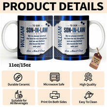 Load image into Gallery viewer, Personalized Custom Coffee Mug Gift for Son-in-Law Metallic Design