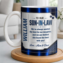 Load image into Gallery viewer, Personalized Custom Coffee Mug Gift for Son-in-Law Metallic Design