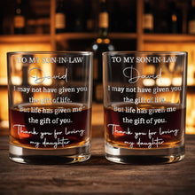 Load image into Gallery viewer, Personalized Whiskey Glass Engraved Gift for Son-in-Law