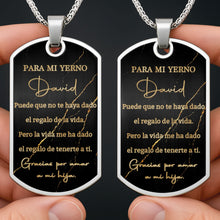 Load image into Gallery viewer, Personalized Gold Marble Dog Tag Necklace Custom Keepsake Gift for Son-in-Law