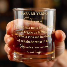 Load image into Gallery viewer, Personalized Custom Whiskey Glass Gift for Son-in-Law - Gold Typography