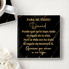 Load image into Gallery viewer, Personalized Black Marble Gold Veins Coaster Gift for Son-in-Law