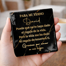 Load image into Gallery viewer, Personalized Black Marble Gold Veins Coaster Gift for Son-in-Law