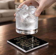 Load image into Gallery viewer, Personalized Black Marble Gold Veins Coaster Gift for Son-in-Law