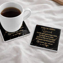 Load image into Gallery viewer, Personalized Black Marble Gold Veins Coaster Gift for Son-in-Law