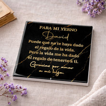 Load image into Gallery viewer, Personalized Black Marble Gold Veins Coaster Gift for Son-in-Law