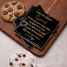 Load image into Gallery viewer, Personalized Black Marble Gold Veins Coaster Gift for Son-in-Law