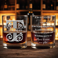 Load image into Gallery viewer, Personalized Whiskey Glass Custom Name Monogram Gift for Son-in-Law