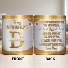 Load image into Gallery viewer, Personalized Gold Monogram Coffee Mug Custom Gift for Son-In-Law