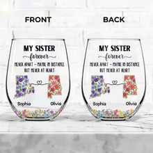 Load image into Gallery viewer, Personalized Floral Stemless Wine Glass Gift for Sister
