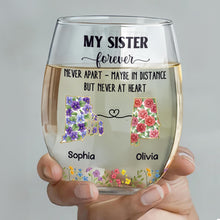 Load image into Gallery viewer, Personalized Floral Stemless Wine Glass Gift for Sister