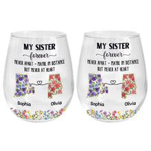 Load image into Gallery viewer, Personalized Floral Stemless Wine Glass Gift for Sister