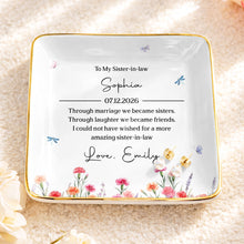 Load image into Gallery viewer, Personalized Floral Jewelry Dish Custom Gift for Sister-in-Law