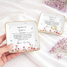 Load image into Gallery viewer, Personalized Floral Jewelry Dish Custom Gift for Sister-in-Law