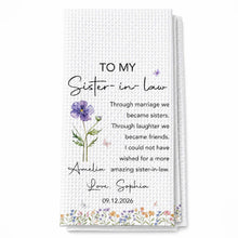 Load image into Gallery viewer, Personalized Kitchen Towel Custom Birth Month Flowers Gift for Sister-in-Law