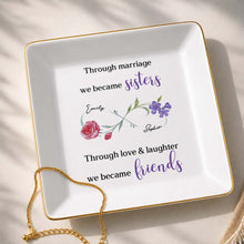 Load image into Gallery viewer, Personalized Floral Infinity Symbol Jewelry Dish Gift for Sister