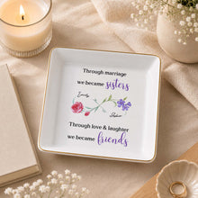 Load image into Gallery viewer, Personalized Floral Infinity Symbol Jewelry Dish Gift for Sister