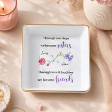 Load image into Gallery viewer, Personalized Floral Infinity Symbol Jewelry Dish Gift for Sister