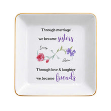 Load image into Gallery viewer, Personalized Floral Infinity Symbol Jewelry Dish Gift for Sister