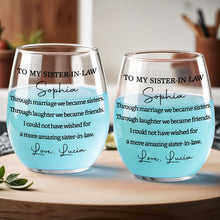 Load image into Gallery viewer, Personalized Stemless Wine Glass Gift for Sister-in-Law
