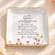 Load image into Gallery viewer, Personalized Wedding Day Jewelry Dish for Sister with Birth Month Flowers