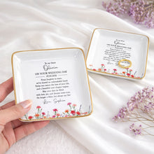 Load image into Gallery viewer, Personalized Wedding Day Jewelry Dish for Sister with Birth Month Flowers