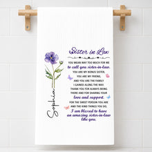 Load image into Gallery viewer, Personalized Kitchen Towel Custom Floral Design Gift for Sister-in-Law