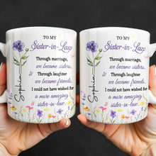 Load image into Gallery viewer, Personalized Purple Flower Butterflies Coffee Mug Gift for Sister-in-Law