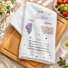 Load image into Gallery viewer, Personalized Kitchen Towel Custom Gift for Sister Flowers State Maps