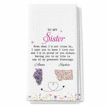 Load image into Gallery viewer, Personalized Kitchen Towel Custom Gift for Sister Flowers