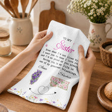 Load image into Gallery viewer, Personalized Kitchen Towel Custom Gift for Sister Flowers