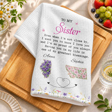 Load image into Gallery viewer, Personalized Kitchen Towel Custom Gift for Sister Flowers