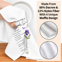 Load image into Gallery viewer, Personalized Kitchen Towel for Sister Birth Month Flowers & Butterflies Custom Gift