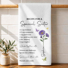 Load image into Gallery viewer, Personalized Kitchen Towel Recipe for Sister with Butterflies