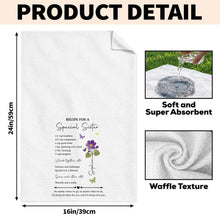 Load image into Gallery viewer, Personalized Birth Month Flowers Kitchen Towel Gift for Sister
