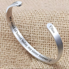 Load image into Gallery viewer, Personalized Sister Heart Bracelet Cuff Custom Gift for Her