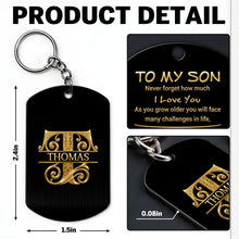 Load image into Gallery viewer, Personalized Stainless Steel Keychain Custom Name Dog Tag Gift for Son