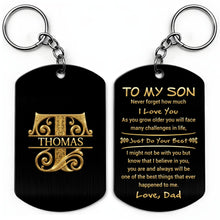 Load image into Gallery viewer, Personalized Stainless Steel Keychain Custom Name Dog Tag Gift for Son