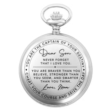 Load image into Gallery viewer, Personalized Silver-Plated Pocket Watch Custom Gift for Son
