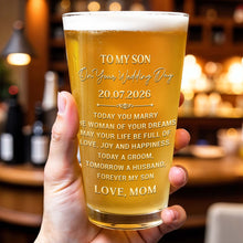 Load image into Gallery viewer, Personalized Custom Beer Glass Gift for Son Wedding Day