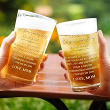 Load image into Gallery viewer, Personalized Custom Beer Glass Gift for Son Wedding Day