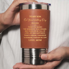 Load image into Gallery viewer, Personalized Leather Tumbler Engraved for Son Wedding Gift