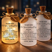 Load image into Gallery viewer, Personalized Wedding Day Bottle Light Gift for Son with LED