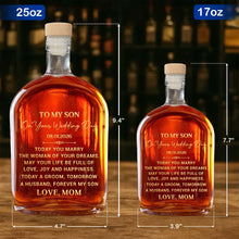 Load image into Gallery viewer, Personalized Whiskey Bottle Custom Gift for Son on Wedding Day