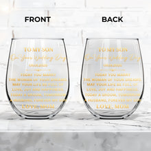 Load image into Gallery viewer, Personalized Stemless Wine Glass for Son Wedding Day Gift