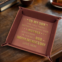 Load image into Gallery viewer, Personalized Leather Valet Tray Custom Name Gift for Son
