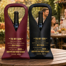Load image into Gallery viewer, Personalized Leather Wine Bag Custom Gift for Son Father's Day